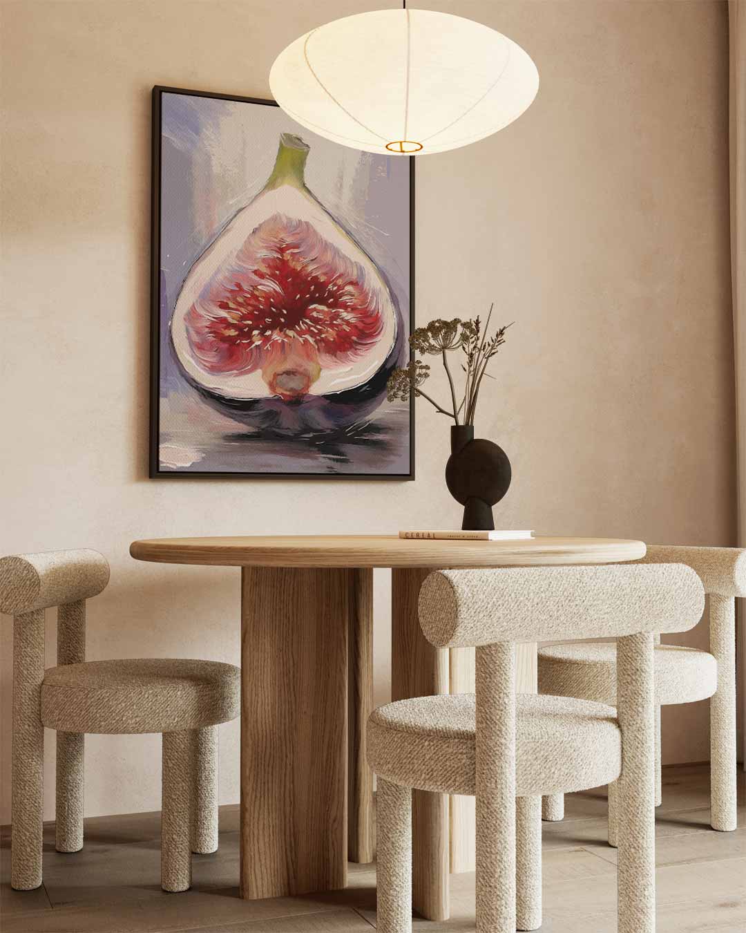 Vibrant Vijgenschilderij – canvas wanddecoratie in portret formaat