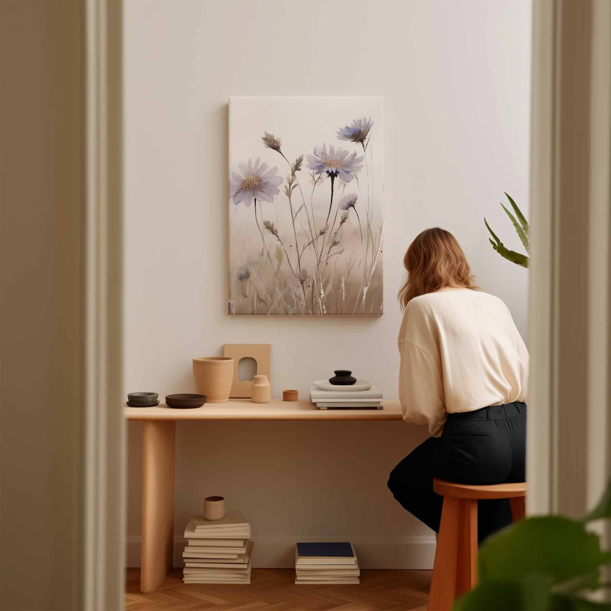 Zachte Bloemendroom – modern portret kunstwerk van WallArtistic