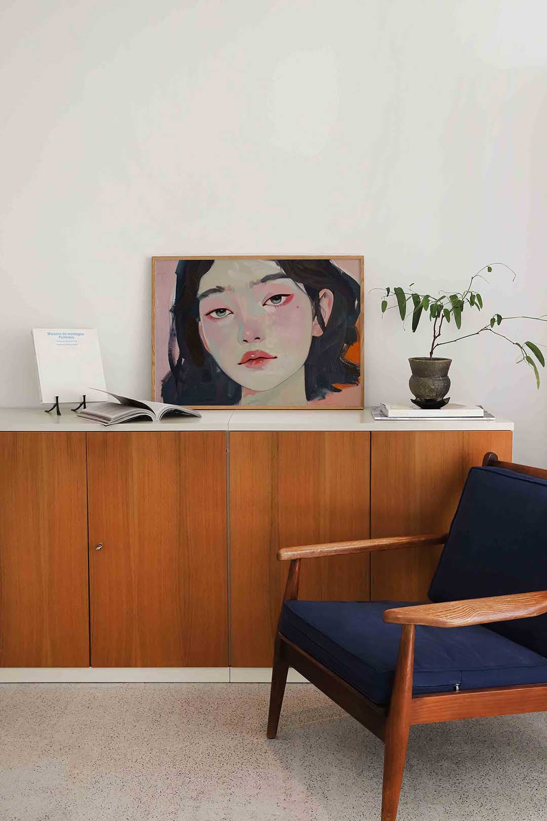 Portret van vrouw – moderne landscape wanddecoratie van WallArtistic