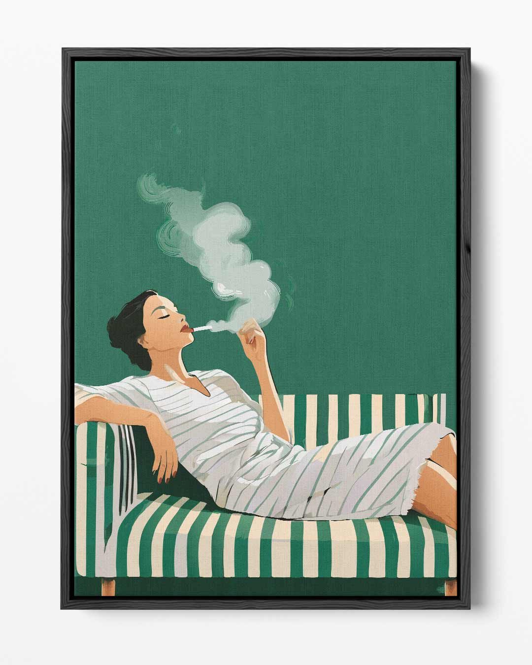 Chill Moment op de Bank – portret kunstwerk als wanddecoratie