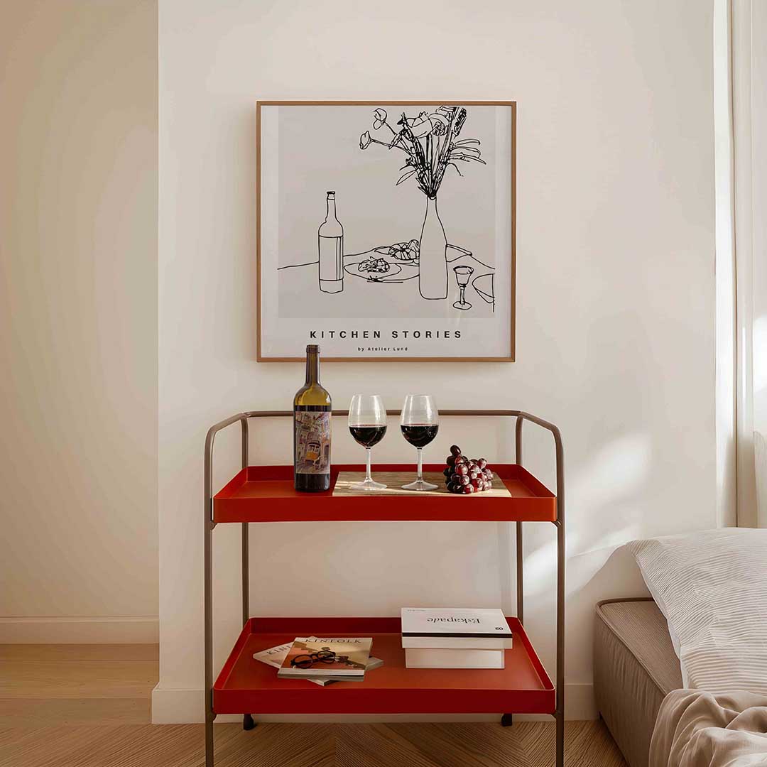 Keuken tafel stilleven – vierkante keuken wanddecoratie van WallArtistic