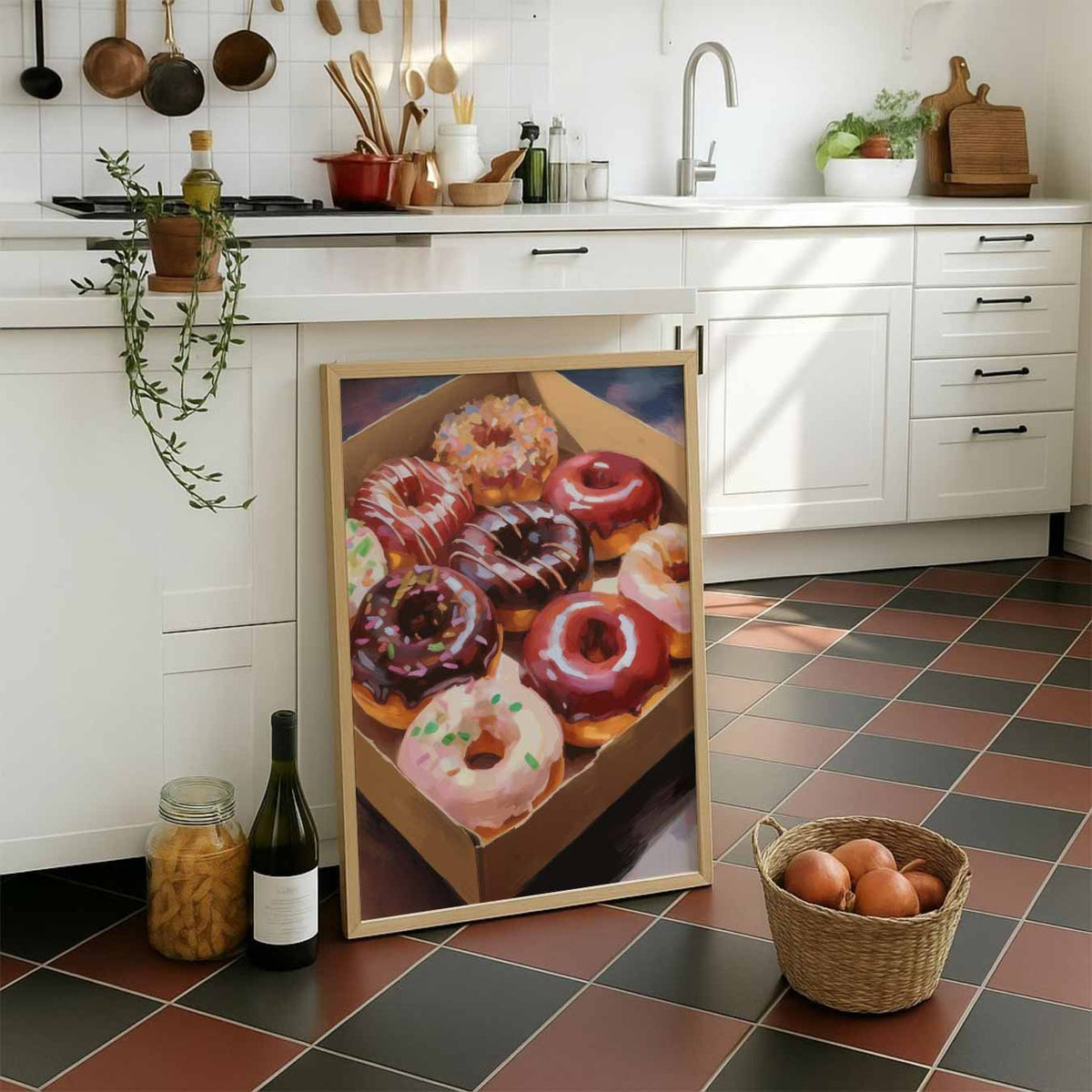 Kleurrijke Donut Delight – staande muurposter voor keuken of eethoek