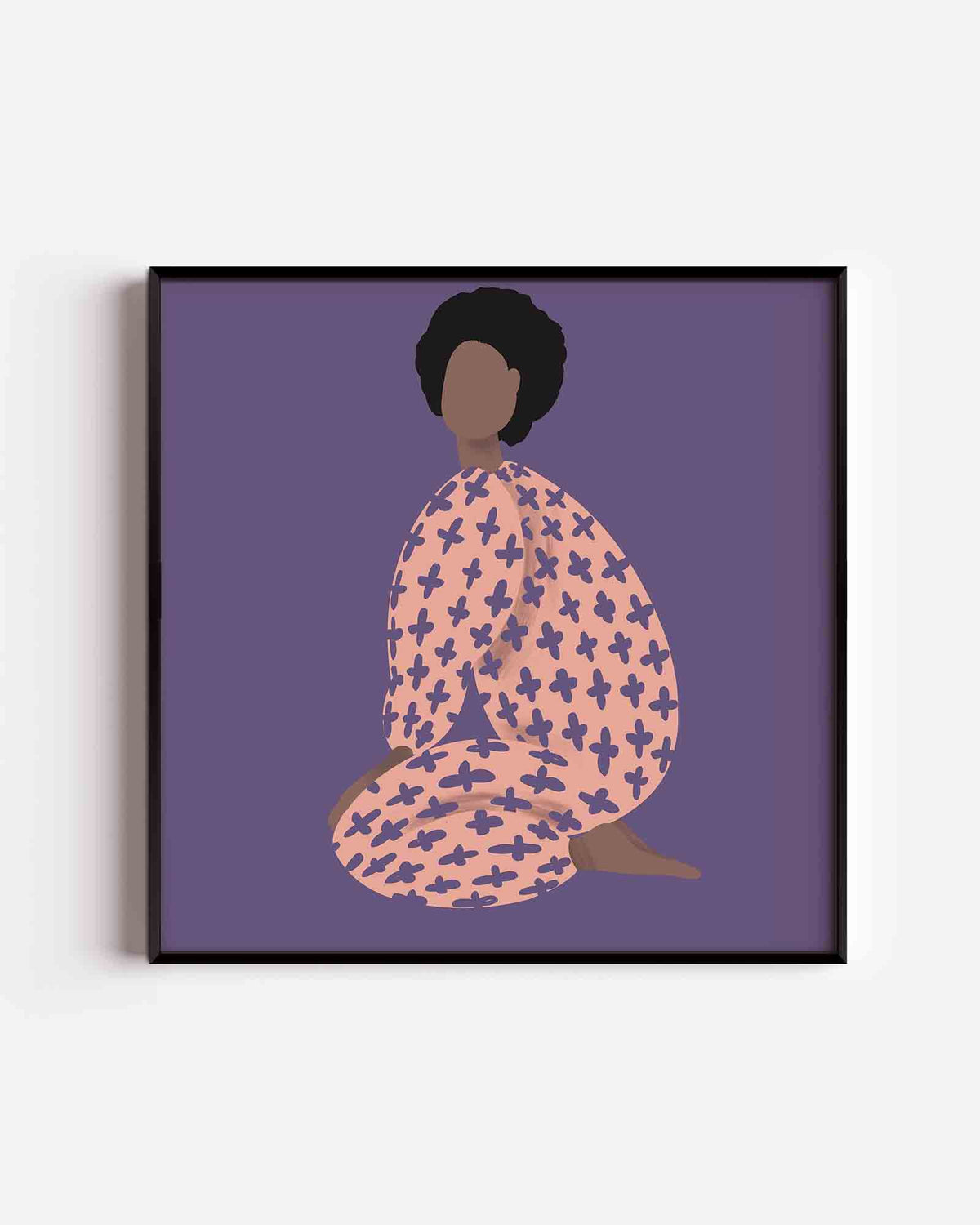 Zittende figuur met patroon – vrouwelijk portret als vierkante poster