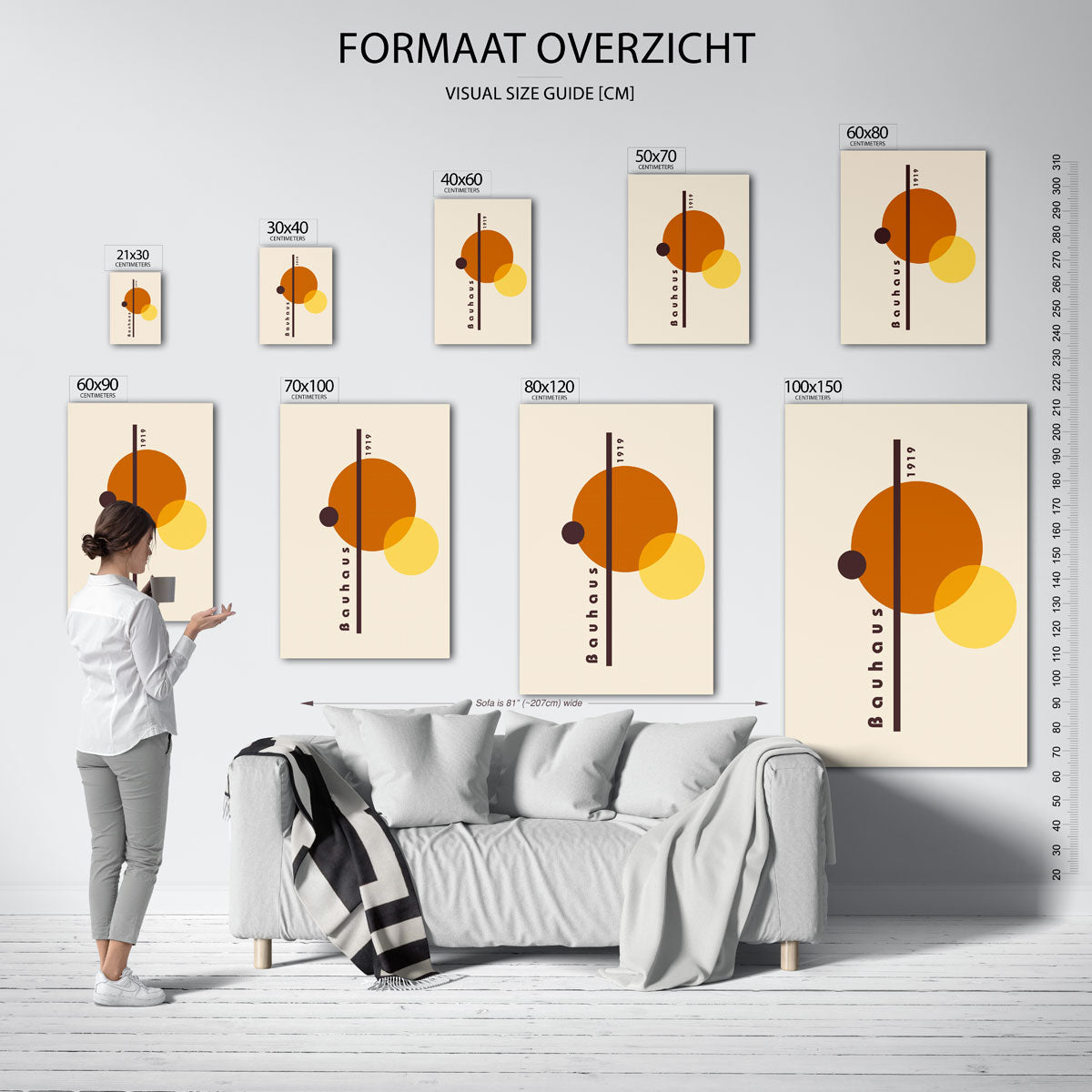Cirkel en lijnenspel – geometrische poster in Bauhaus-stijl van WallArtistic