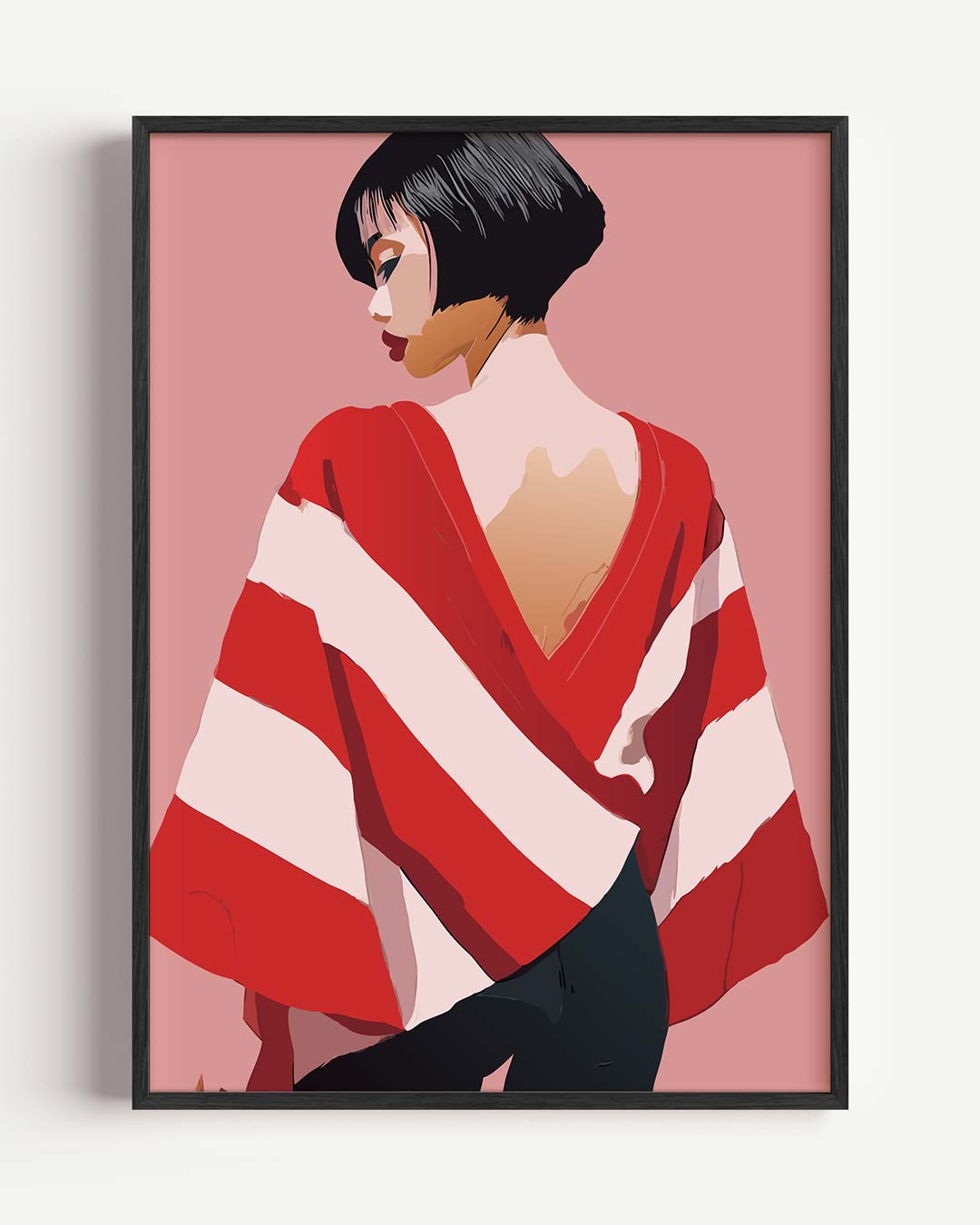 Stijlvolle Retro-Chique Vrouw – zomer portret poster als wanddecoratie