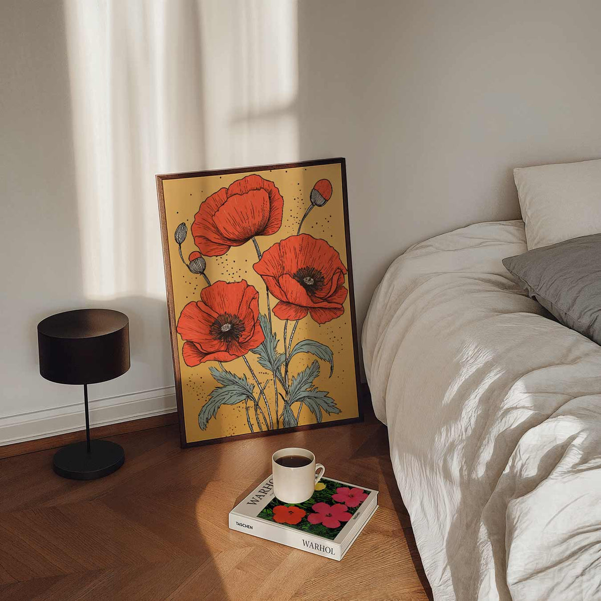 Klaprozen in Bloei Kunstposter – staande bloemen wanddecoratie van WallArtistic