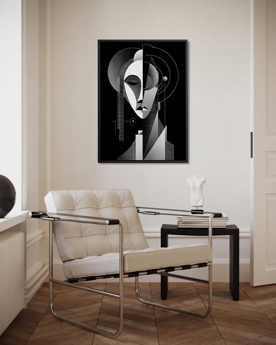 Geometrisch portret – kunstwerk als stijlvolle wanddecoratie