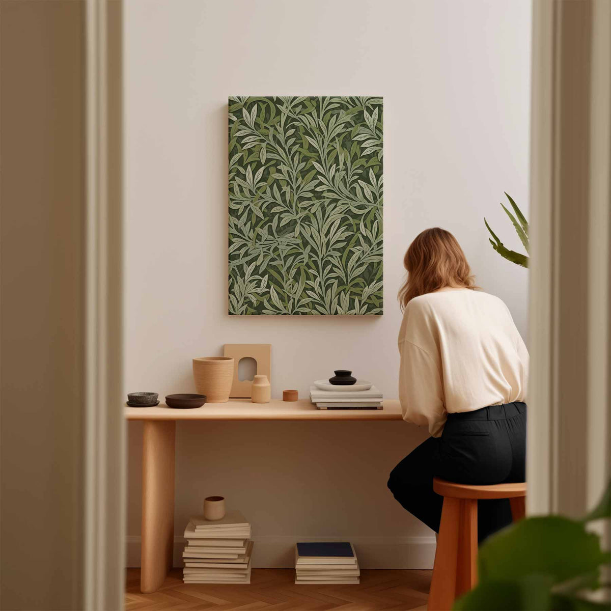 Groene Bladpatroon Wanddecoratie – plexiglas kunstwerk als wanddecoratie