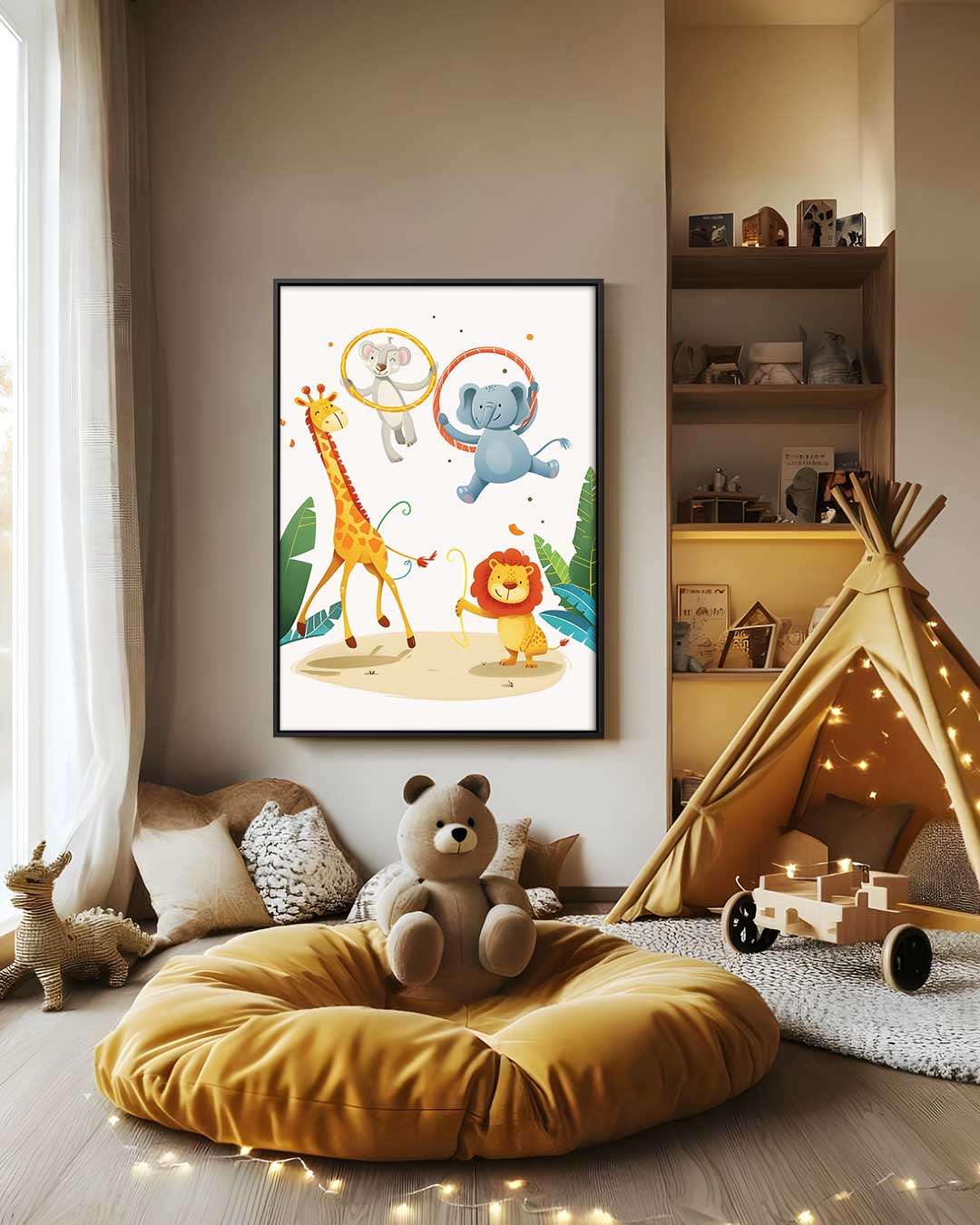 Dierlijke Circusshow – staand kunstwerk voor modern interieur