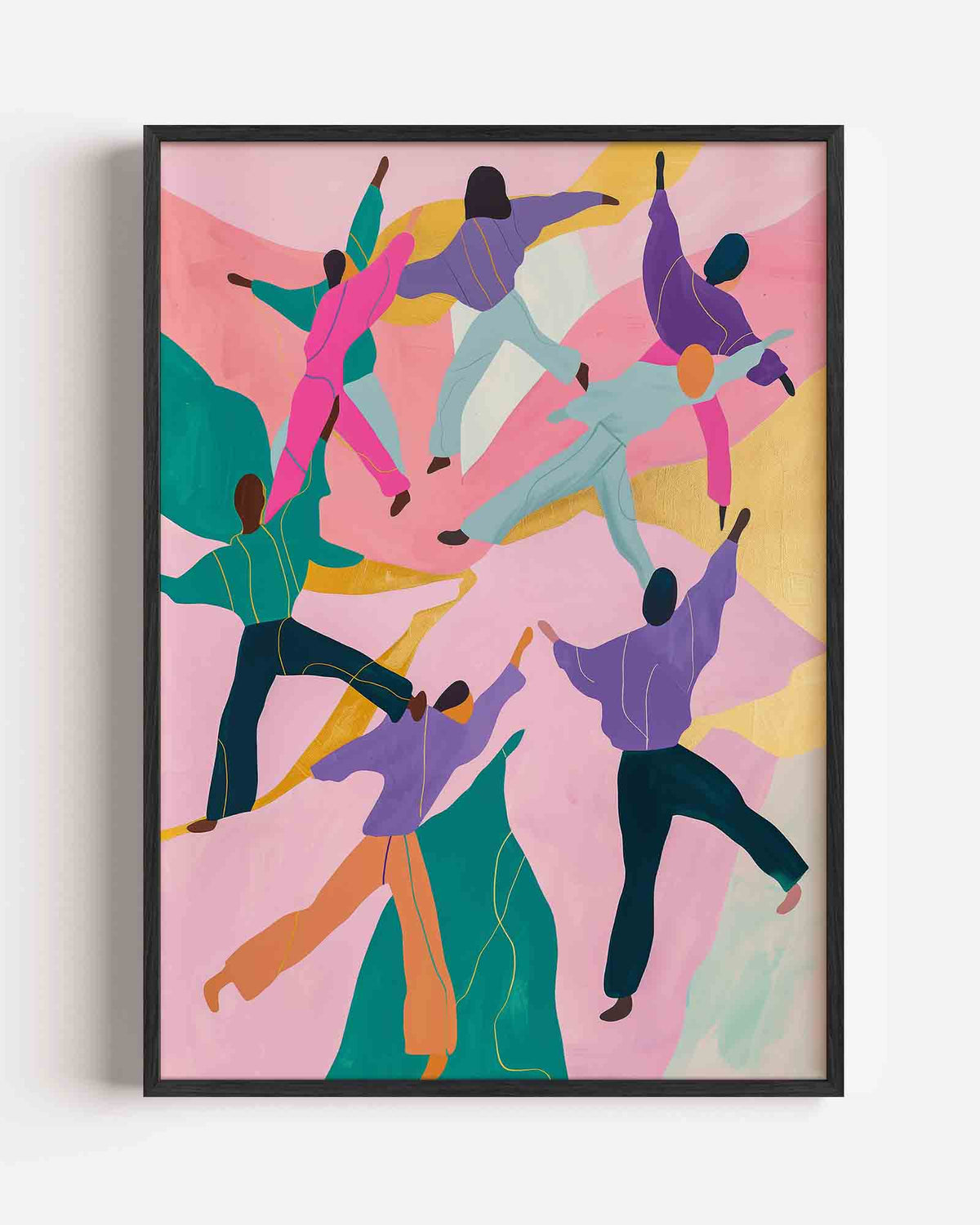 Dansende figuren – hedendaagse illustratie portret poster als wanddecoratie