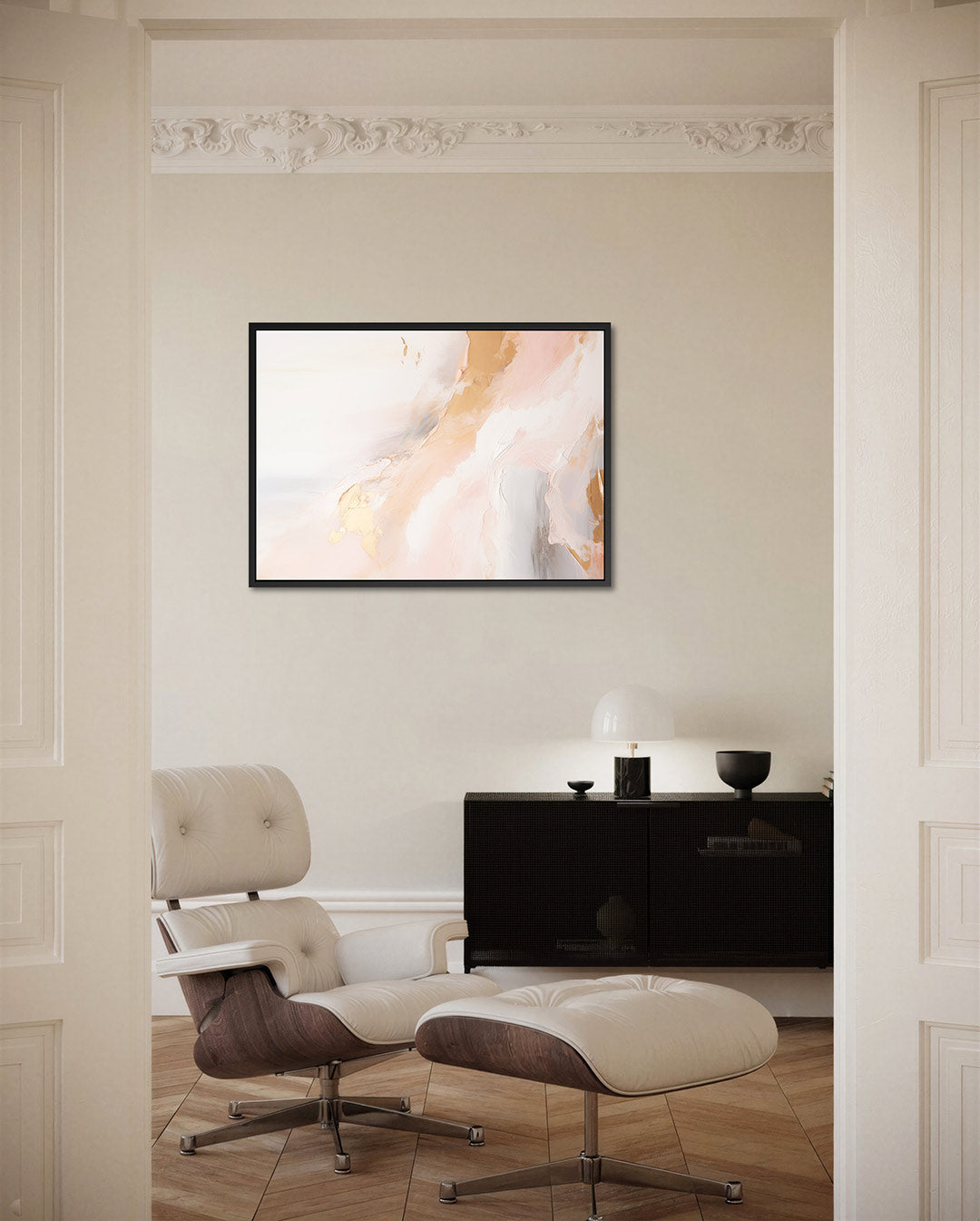 Vloeiende kleurencompositie – Beige – liggende wanddecoratie