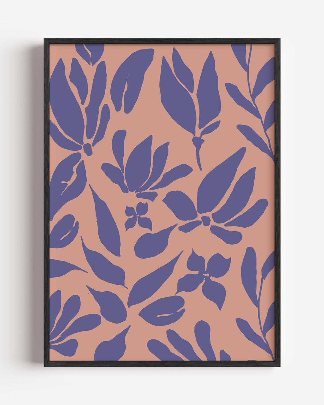 Botanische Blauwpaars Op Roze – bloemen portret poster als wanddecoratie