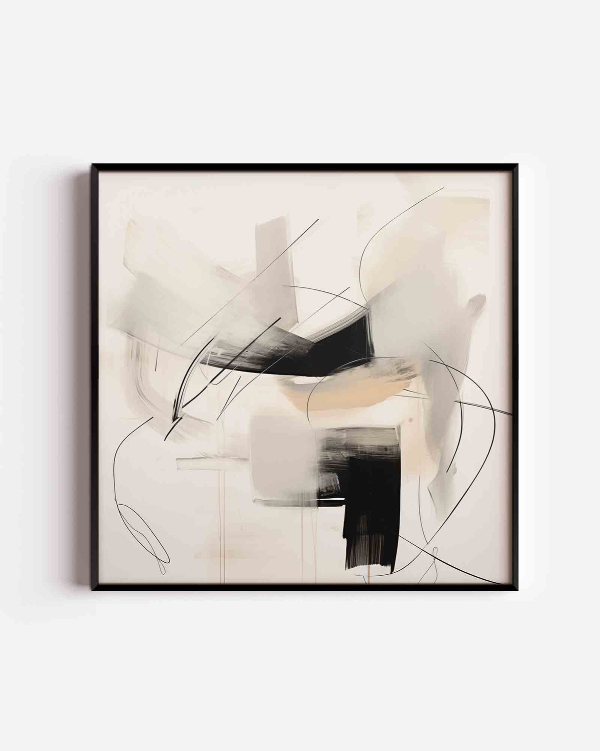 Abstracte lijnen en vlakken – vierkante poster met kleur en vormen als wanddecoratie
