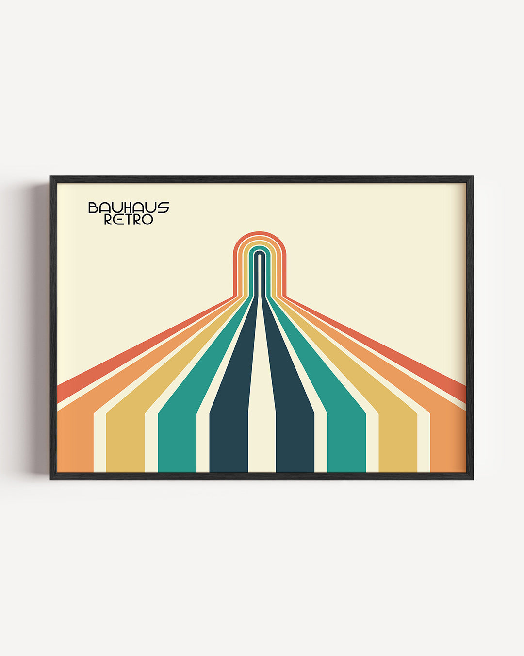Kleurrijke lijnen – liggende Bauhaus poster als wanddecoratie