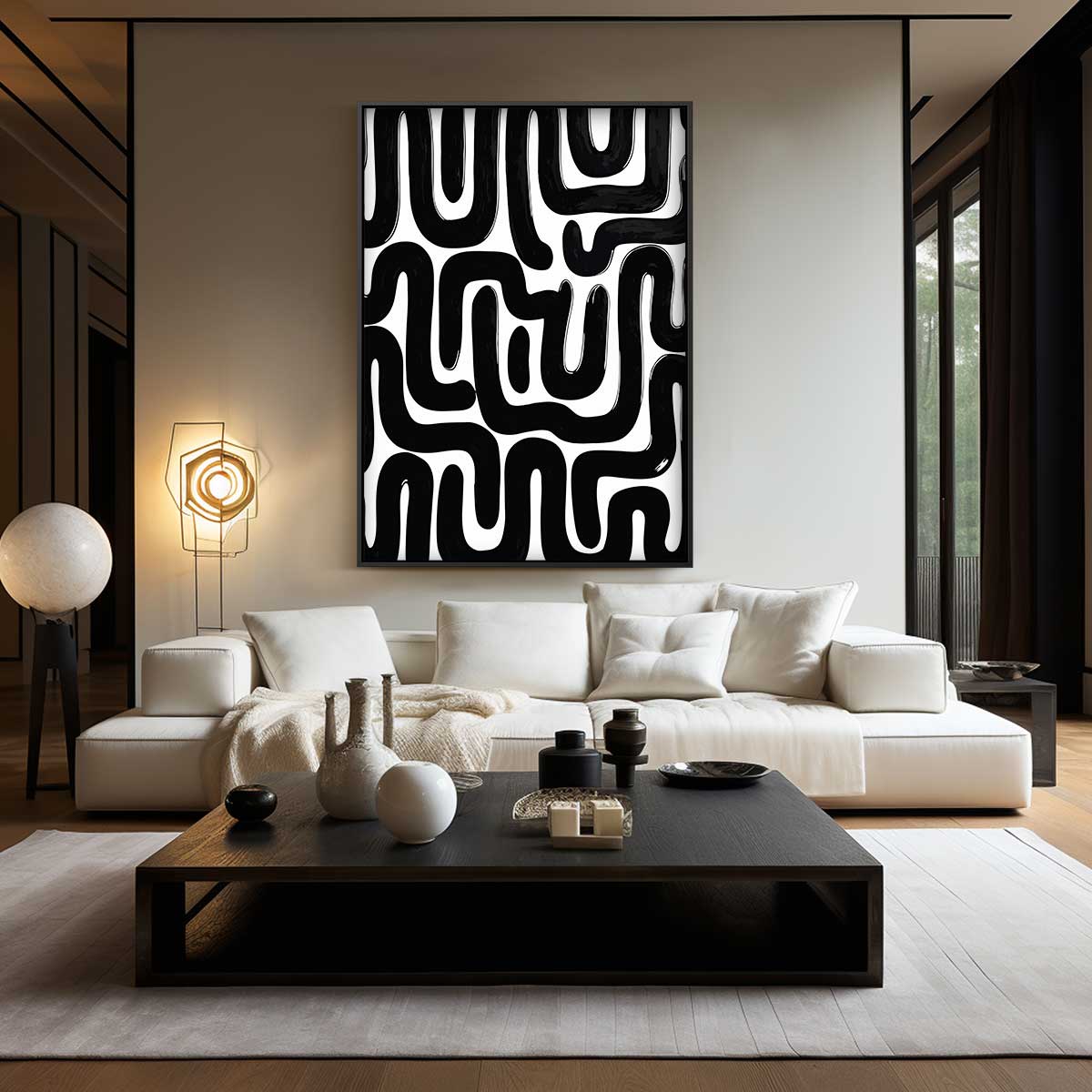 Abstracte Zwarte Patroonkunst – modern portret kunstwerk van WallArtistic