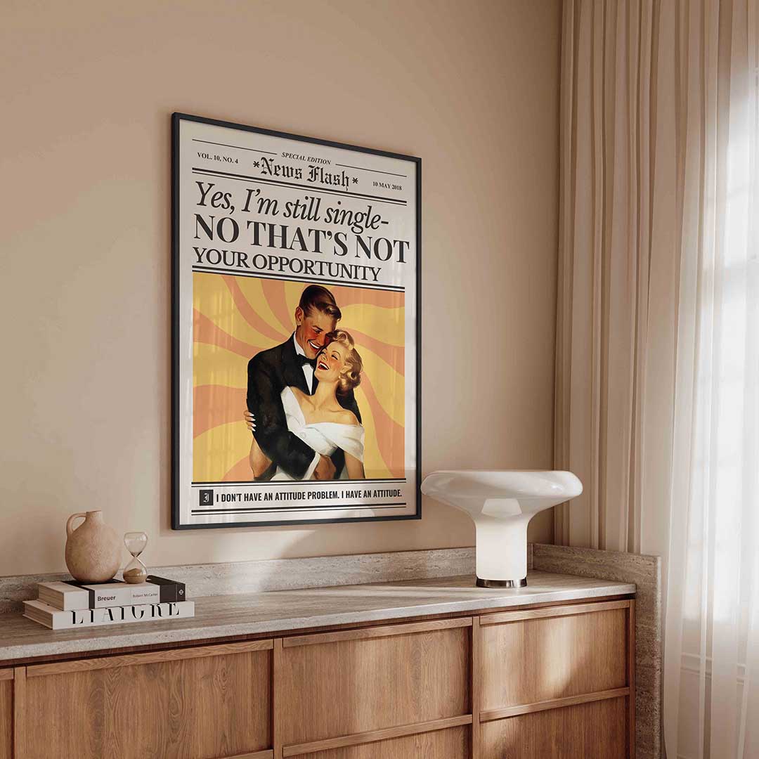 Retro koppel met tekst – kleurrijke Pop Art poster in staand formaat
