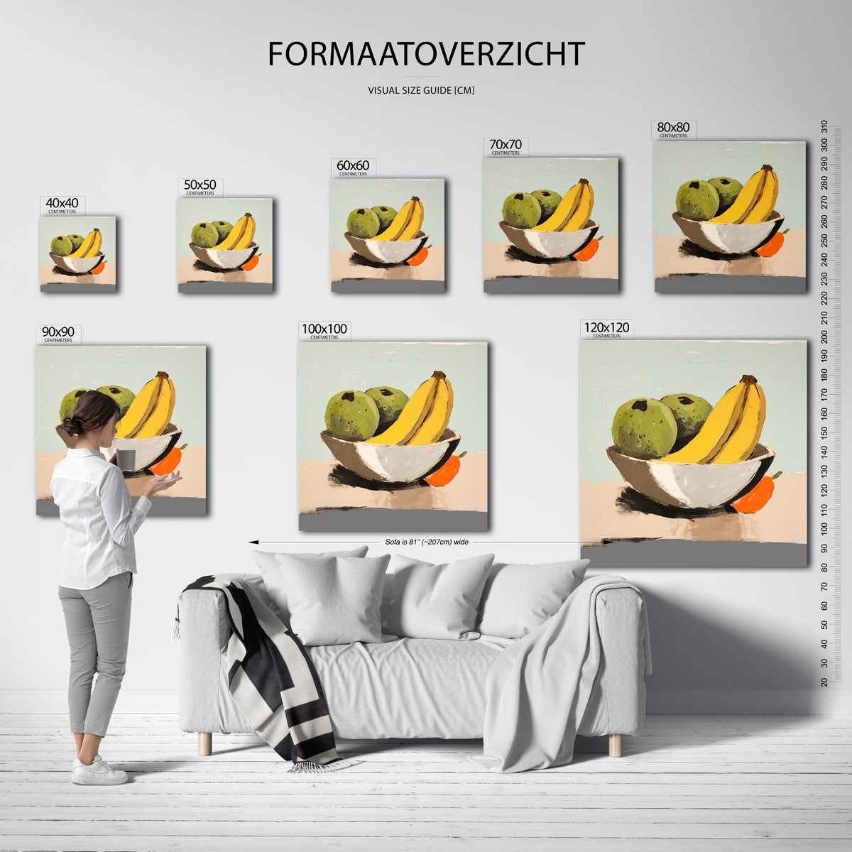 Fruit in schaal – vierkante muurposter voor keuken of eethoek