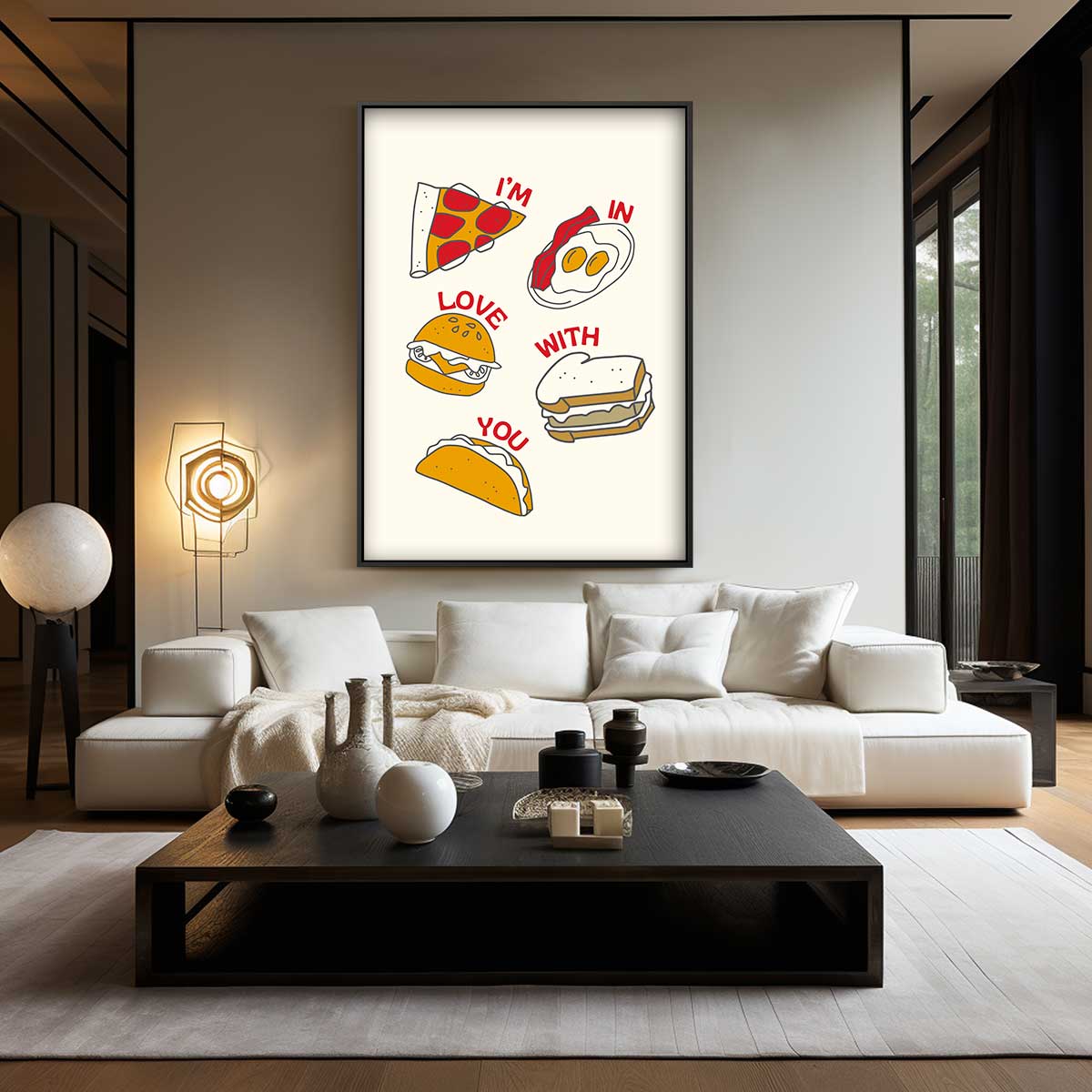 Liefde voor Eten Illustratie – kunstwerk met zwarte baklijst