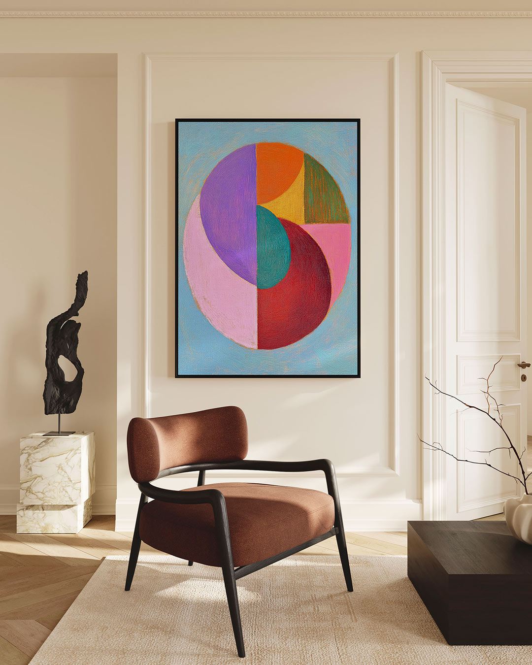 Kleurrijke cirkelvormen – staand wanddecoratie kunstwerk
