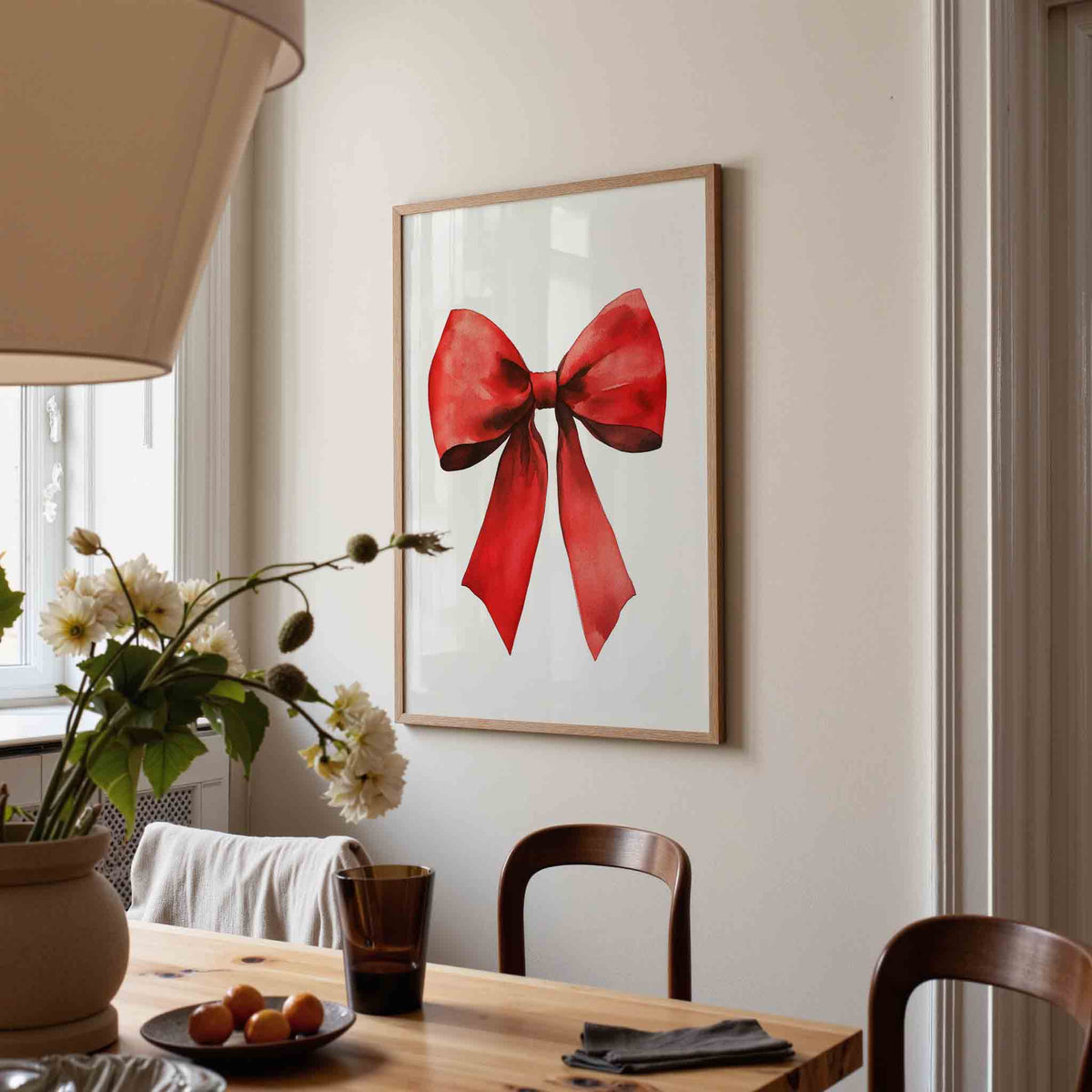 Rode strik – kerstposter in staand formaat