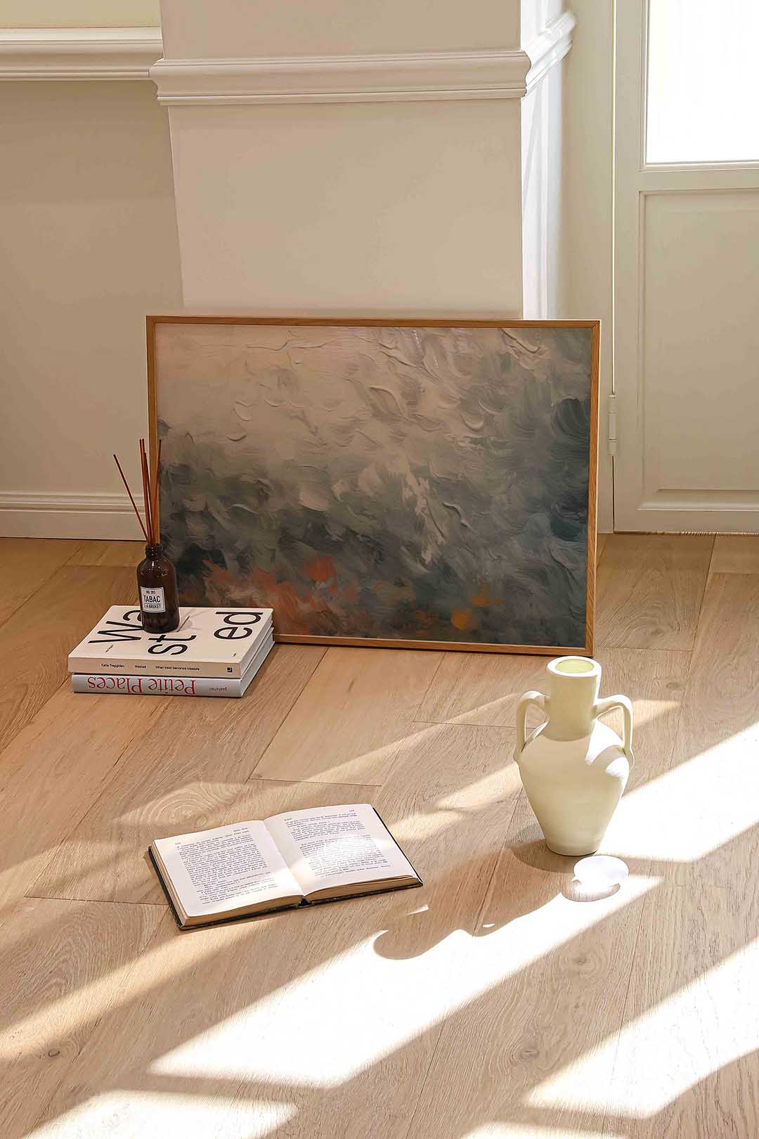 Abstracte wolken en golven – liggende kleurrijke abstracte wanddecoratie van WallArtistic
