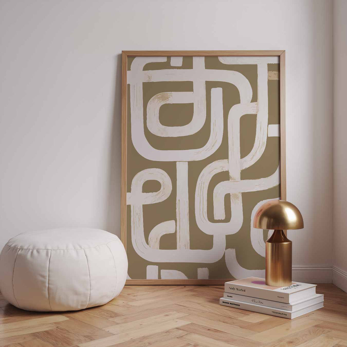 Moderne Retro Maze – staande kleurrijke abstracte wanddecoratie van WallArtistic