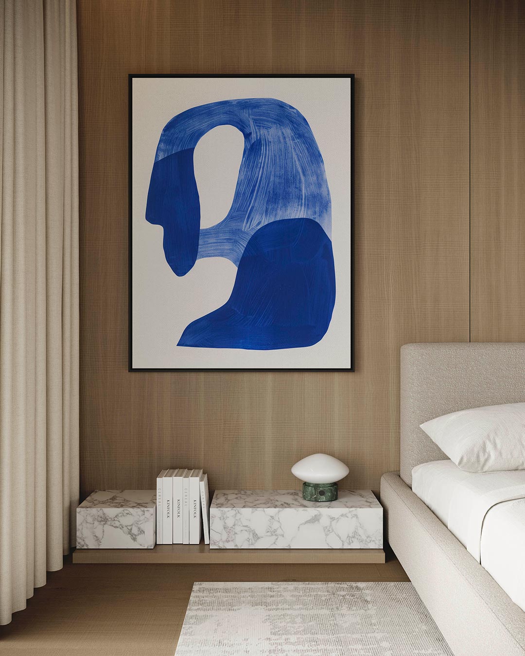 Organische blauwe vormen – staand wanddecoratie kunstwerk