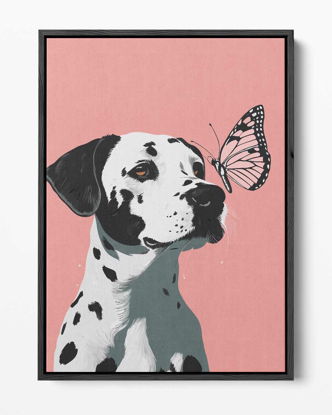 Dalmatier en Vlinder Vriendschap – portret kunstwerk als wanddecoratie