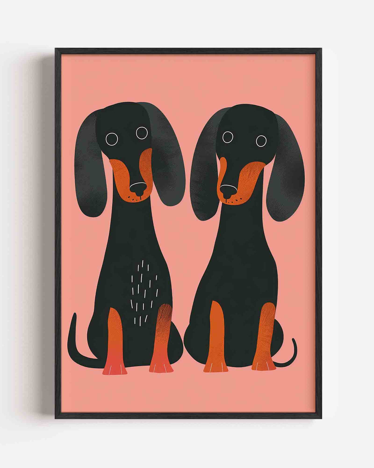 Twee teckels – kids portret poster als wanddecoratie