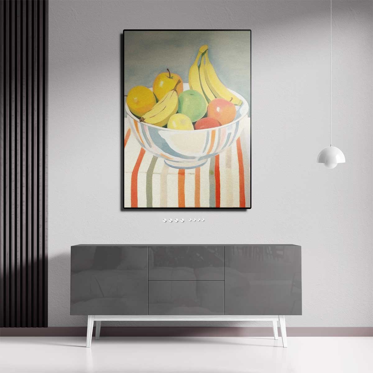 Kleurrijke Fruitmand in Impressionistische Stijl – canvas wanddecoratie in portret formaat