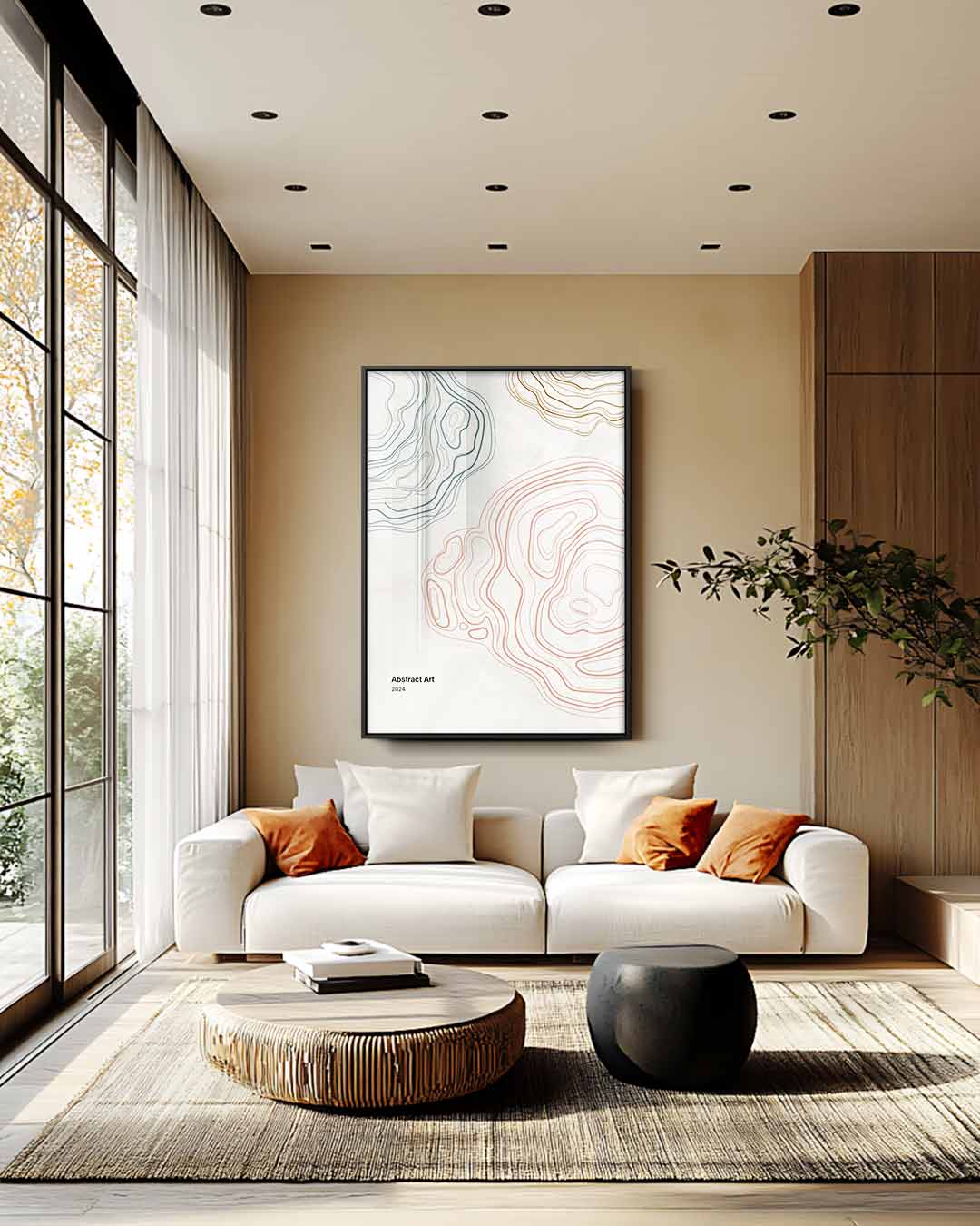 Kleurrijke Lijnenpracht – staand kunstwerk voor modern interieur
