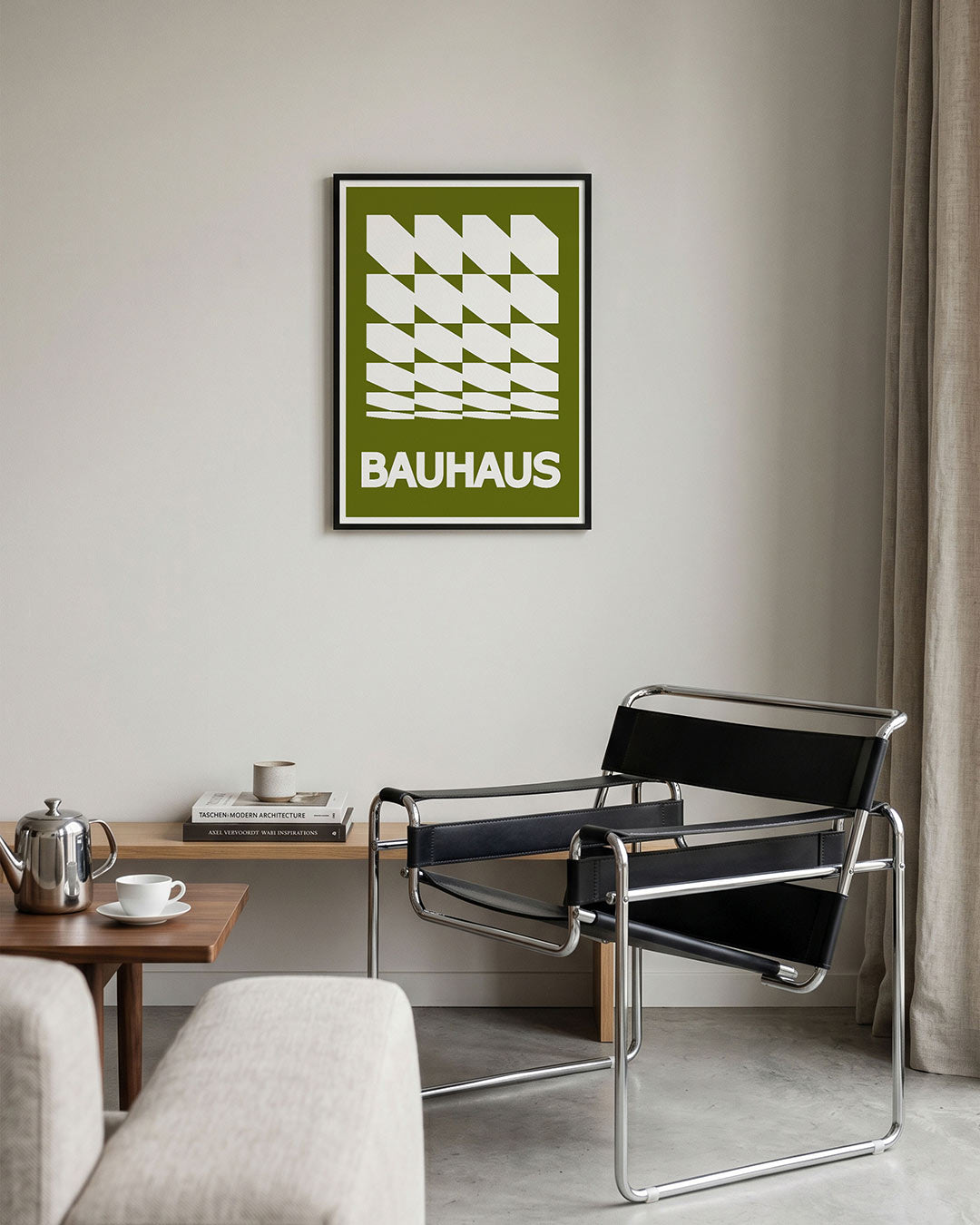 Vormritme en lijnen – geometrische Bauhaus poster in staand formaat