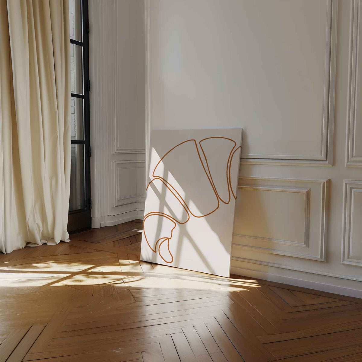 Simpele Croissant Sketch – staand kunstwerk voor modern interieur