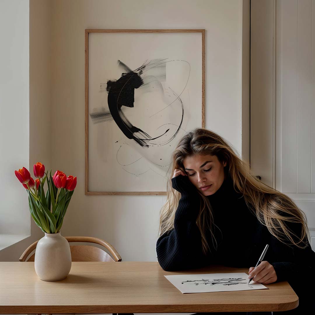 Abstracte Elegantie – staande verfijnde wanddecoratie van WallArtistic