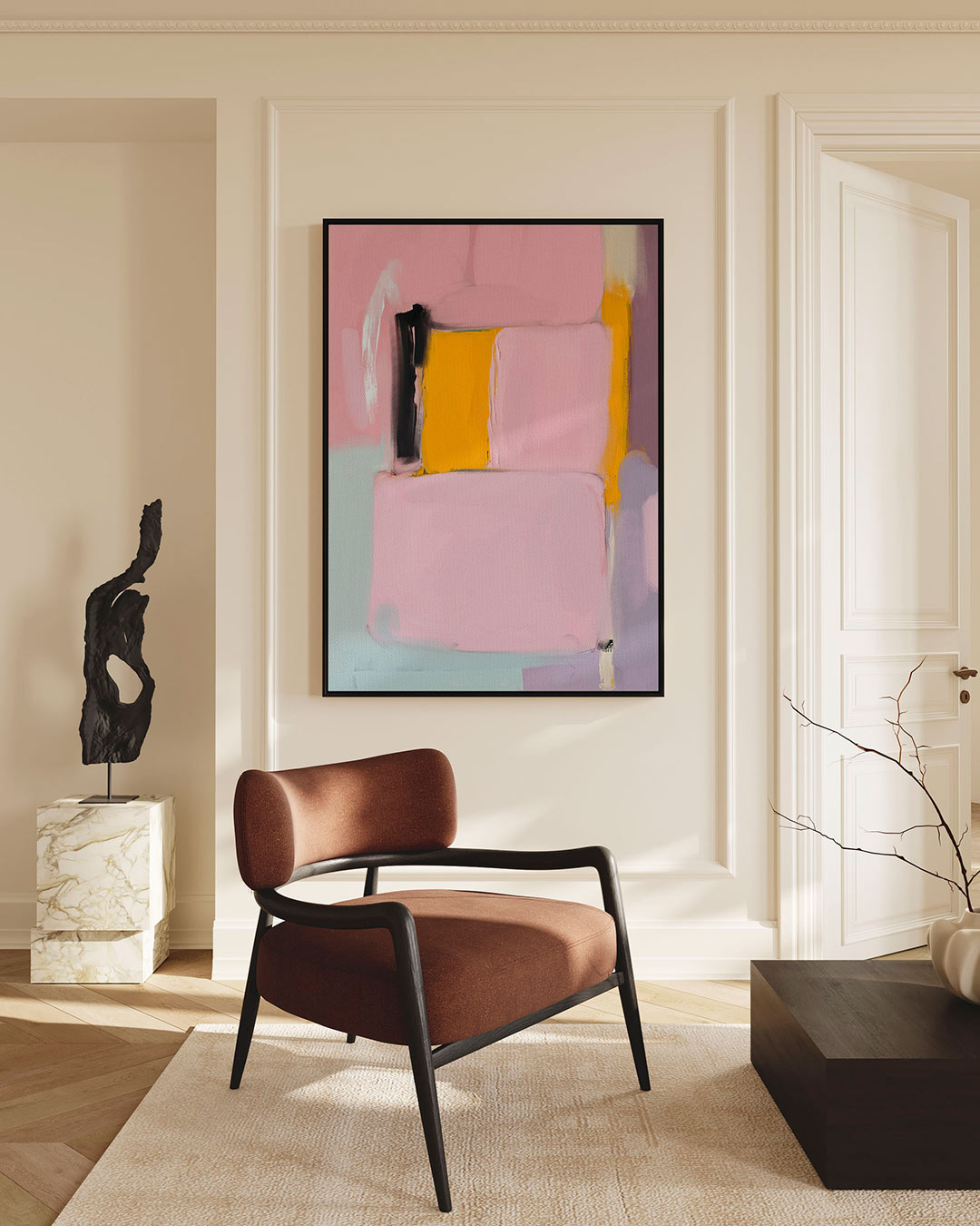 Kleurrijke vlakken – staand wanddecoratie kunstwerk