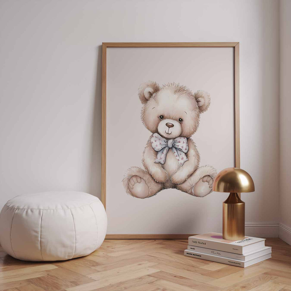 Schattige Teddybeer – speelse wandkunst als portret kinderposter