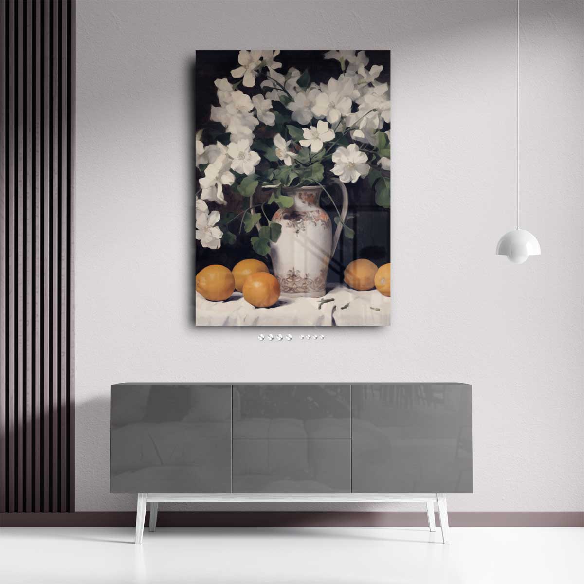 Frisse Bloemen en Citrus – staand kunstwerk voor modern interieur
