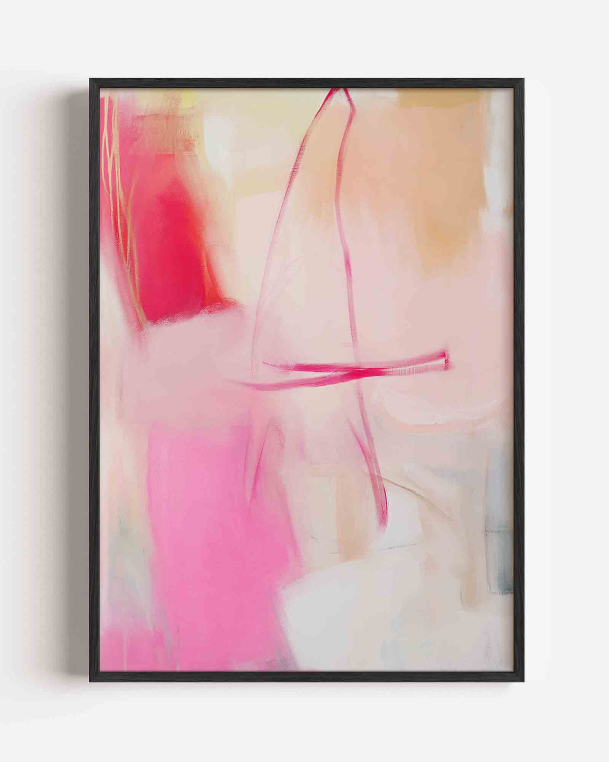 Abstracte roze vormen – Kunst & Design poster als staande wanddecoratie