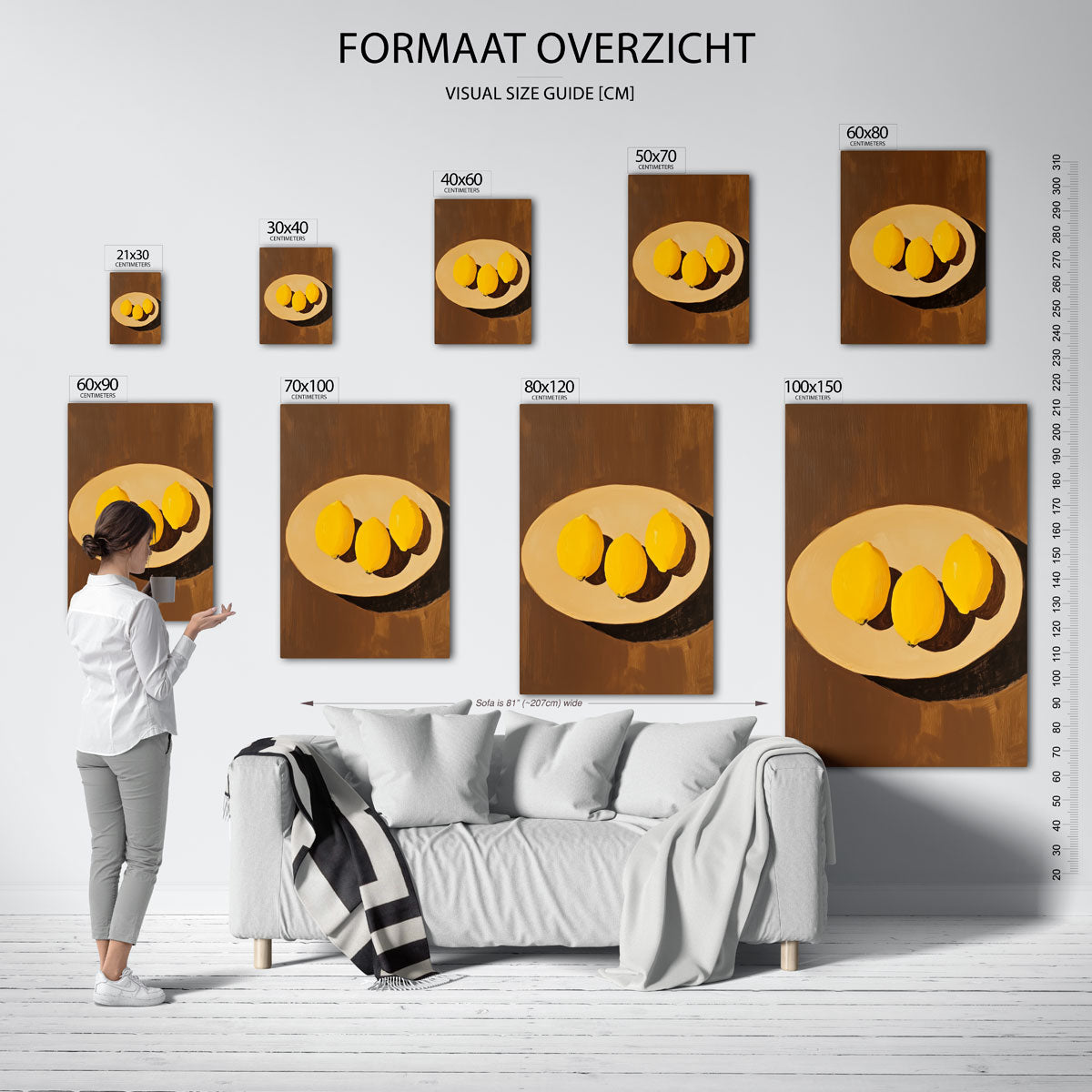 Citroenen op schaal – staande muurposter met jungle thema