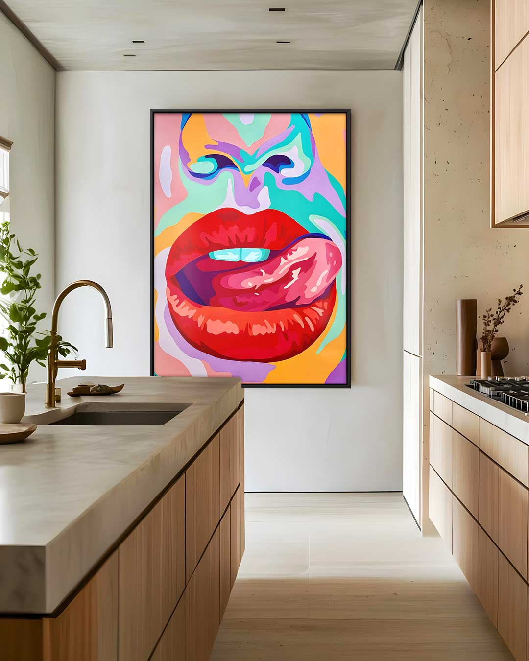 Kleurrijke Expressie van Verlangen – modern portret kunstwerk van WallArtistic