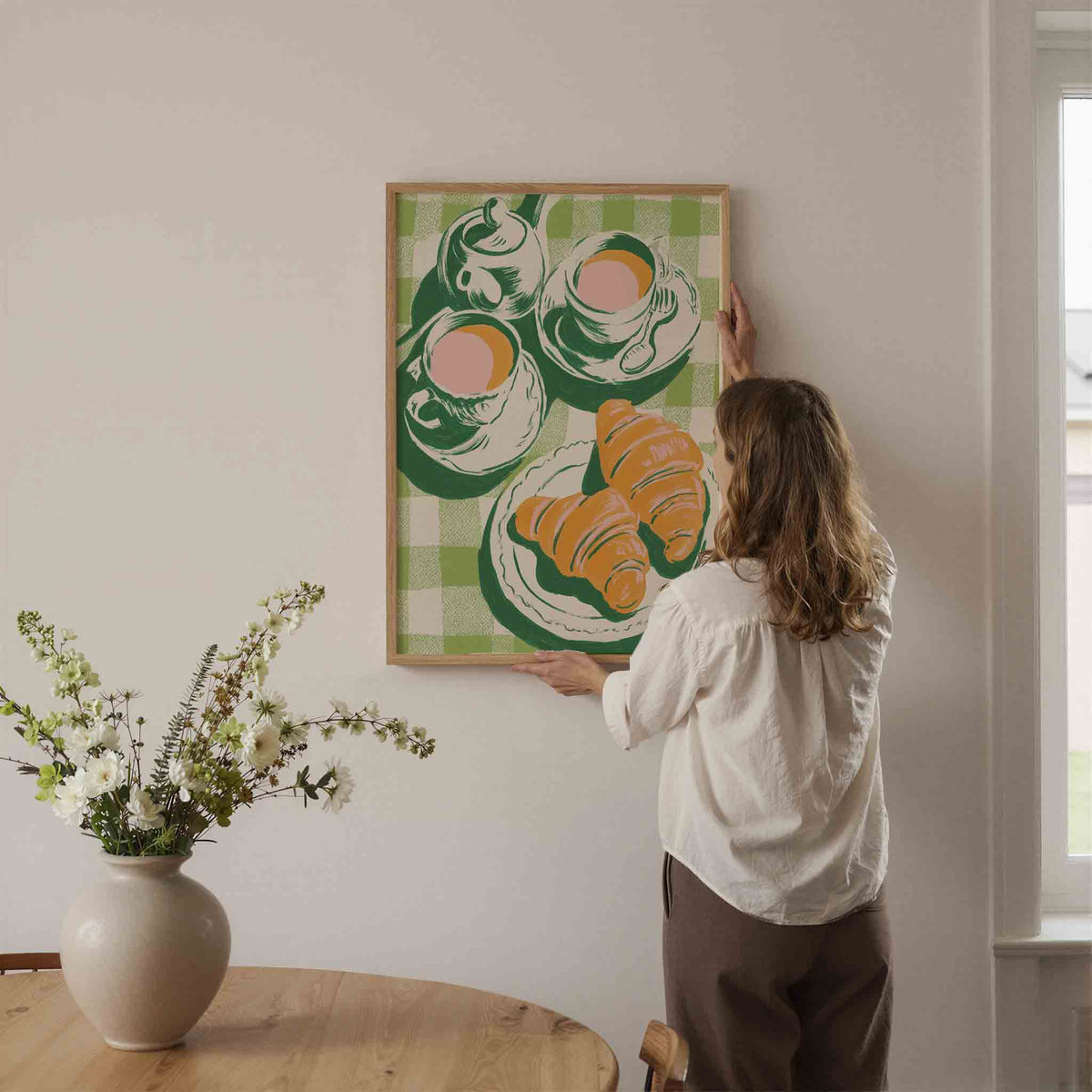 Ontbijt met croissants – botanische wandkunst als portret poster