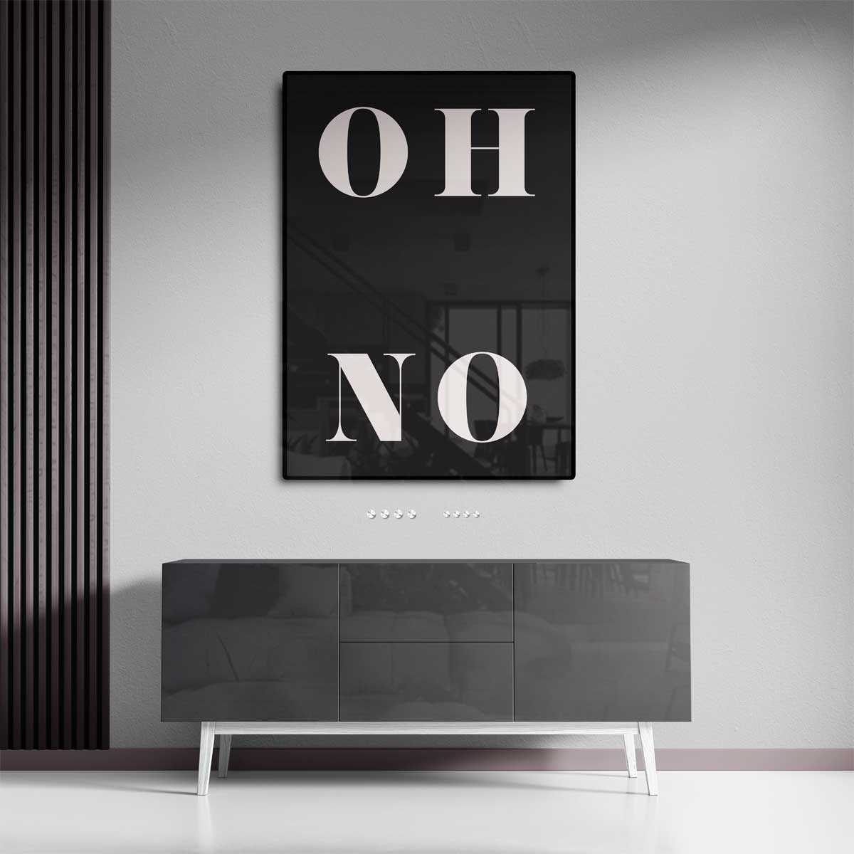 OH NO Typografie Art – dibond wanddecoratie in staand formaat