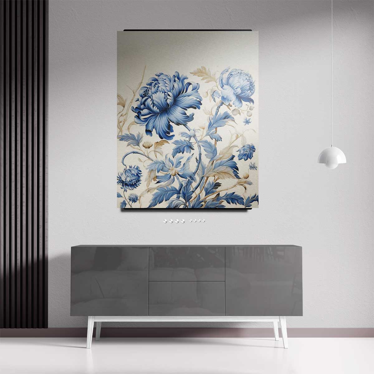 Blauwe Bloemendroom – staand kunstwerk voor modern interieur