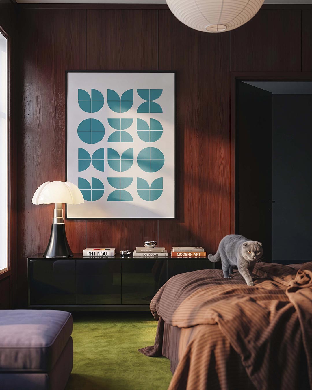 Vormritme en kleur – geometrische Bauhaus poster in staand formaat