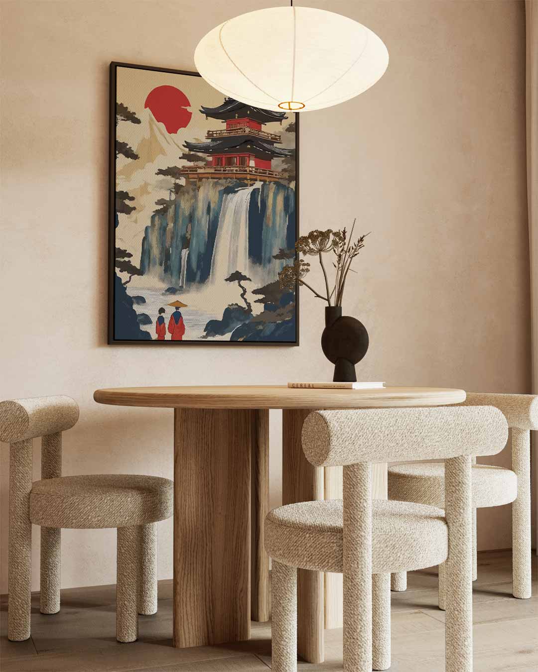 Magisch Japans Tempellandschap – staand kunstwerk voor modern interieur