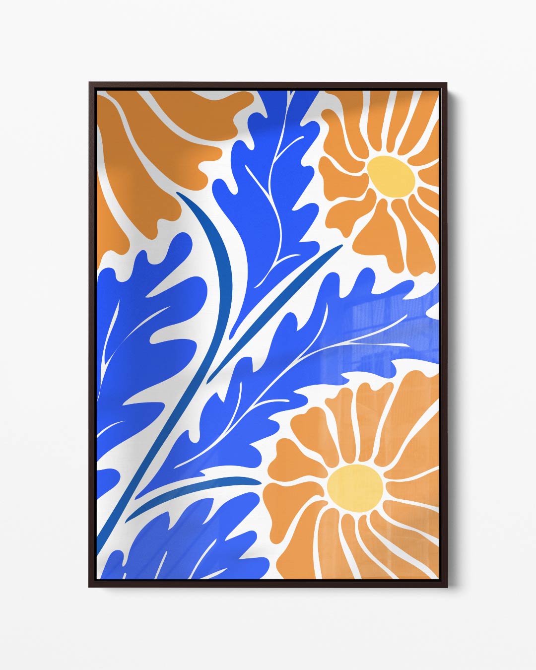 Bloeiend Blauw Oranjetapijt – portret kunstwerk als wanddecoratie