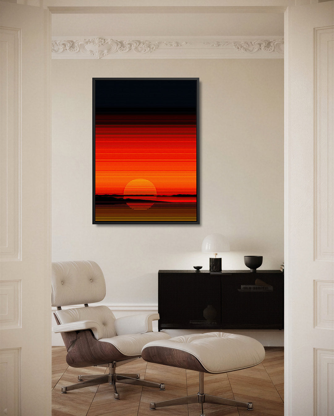 Horizontale zonsondergang – staand wanddecoratie kunstwerk