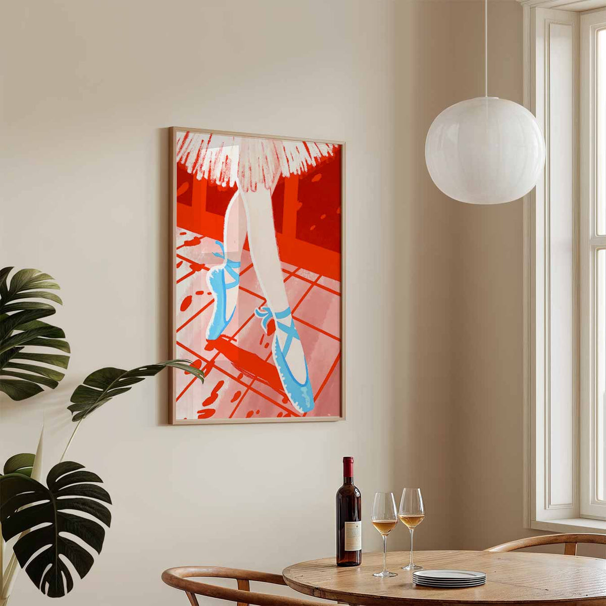 Dansend in Rood – zomerse wandkunst als portret poster