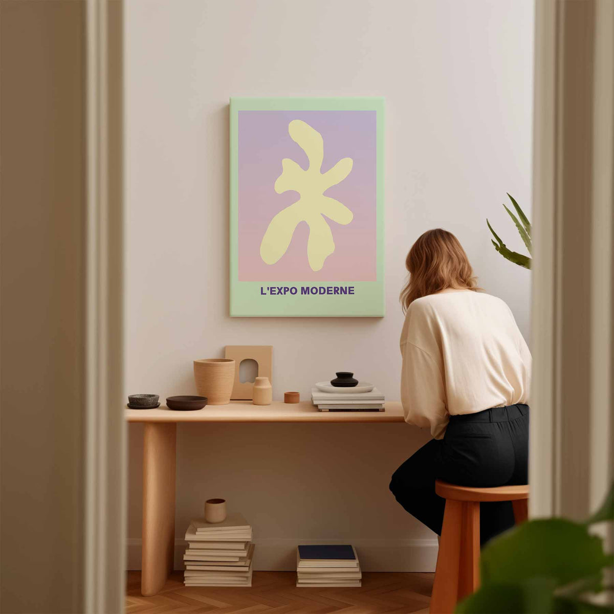 Abstracte Vormen in Pastel – staand kunstwerk voor modern interieur