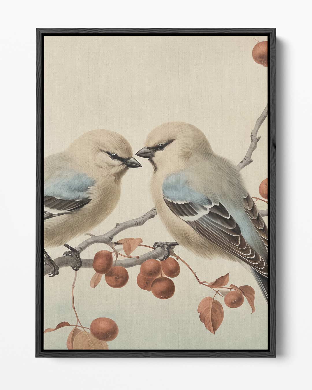 Vogelpaar op Tak – portret kunstwerk als wanddecoratie